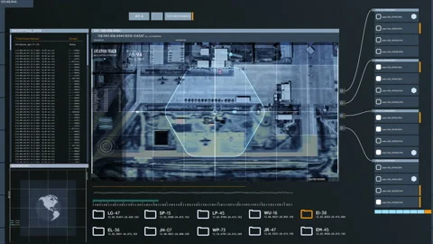 Scan performance of the aerospace area to track some suspicious activities. UI Stock Footage 150007227