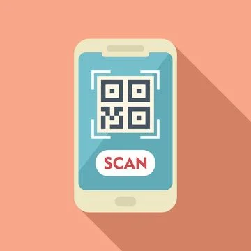 Scan phone qr code icon flat vector. Smart app Illustrazione stock