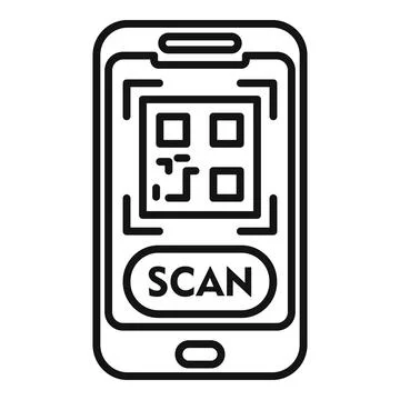 Scan phone qr code icon outline vector. Smart app Stock Illustration