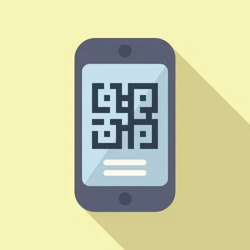 Scan phone qr code icon flat vector. Elegant card promo Stock Illustration