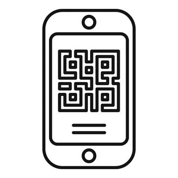 Scan phone qr code icon outline vector. Elegant card promo Illustrazione stock
