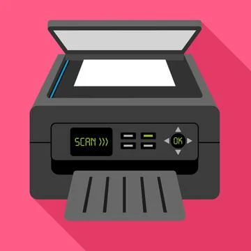 Scan printer icon, flat style Stockillustratie