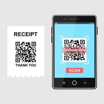 Scan QR code and pay receipt to smartphone 库存插图