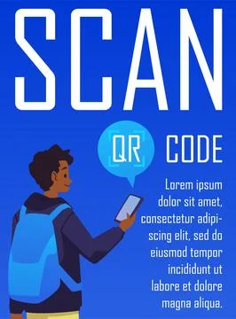 Scan QR code banner template for scanner app and web, flat vector illustration. Illustrazione stock