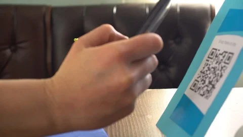 Scan QR Code. Cashless shopping. QR Code Mobile Payment System in the cafe Video stock 104296385