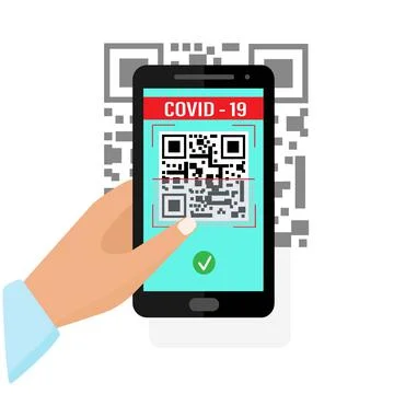 Scan QR code COVID-19 to smartphone with app. QR code Vaccine. Isolated vector 库存插图