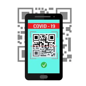 Scan QR code COVID-19 to smartphone with app. QR code Vaccine. Isolated vector Stock Illustration