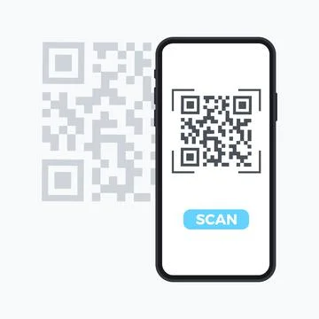 Scan QR code flat icon with phone. Barcode. Vector illustration. Stock Illustration