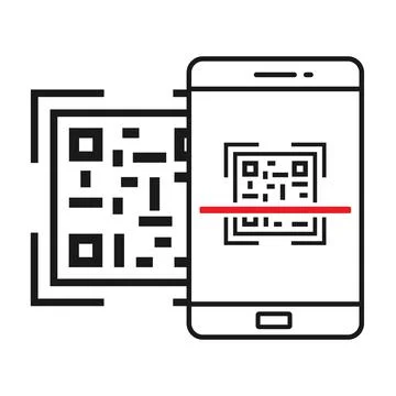 Scan QR code flat icon with phone. Barcode. Isolated on white イラスト素材
