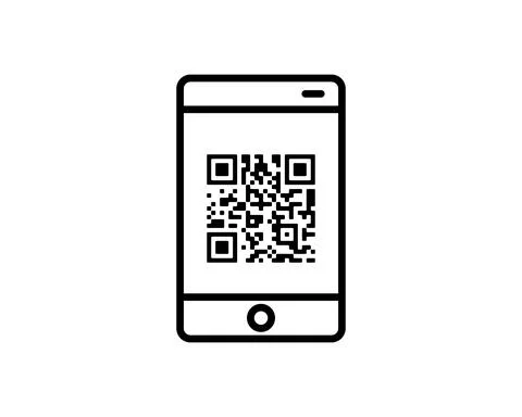 Scan qr code icon, barcode scanner, phone app, thin line web symbol on white  イラスト素材