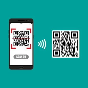 Scan QR code to Mobile Phone Stock Illustration