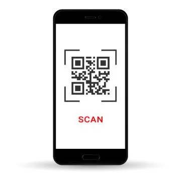 Scan QR code to Mobile Phone. Electronic, digital technology, barcode. Vector 스톡 일러스트