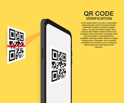 Scan QR code to Mobile Phone. Electronic , digital technology, barcode. Vecto Stock Illustration