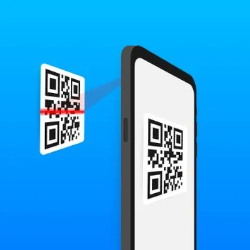 Scan QR code to Mobile Phone. Electronic , digital technology, barcode. Vecto Stockillustratie