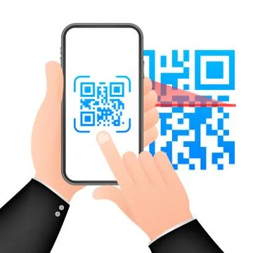 Scan QR code to Mobile Phone. Electronic, digital technology, barcode. Vector Illustrazione stock