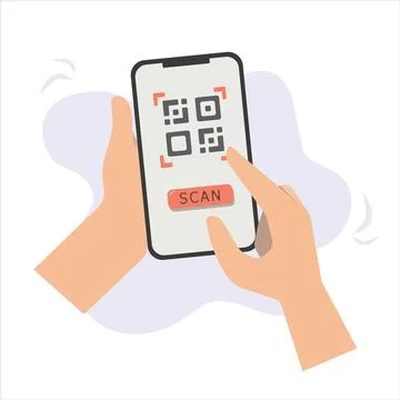 Scan QR code to Mobile Phone. hands holding mobile phone scanning qr code icon Stock-Illustration