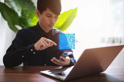 Scan QR code to pay, receive money, login, connect to the system, payment , o Foto stock