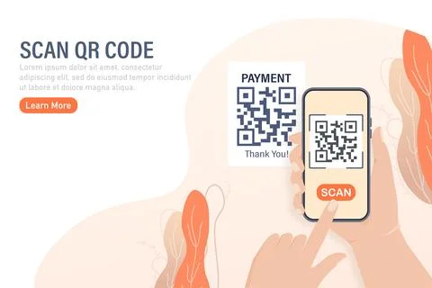 Scan qr code people, great design for any purposes. 3d vector background. Flat Stock Illustration