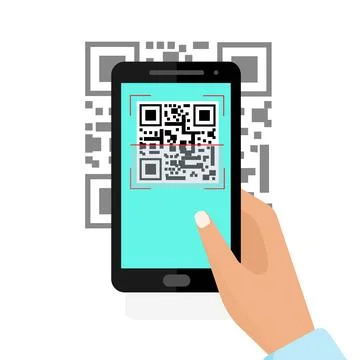 Scan QR code to phone. Flat vector infographics. Stock Illustration