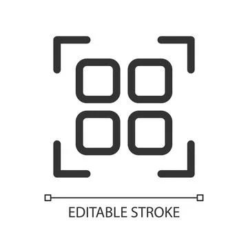 Scan qr code pixel perfect linear ui icon Illustrazione stock