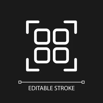 Scan qr code pixel perfect white linear ui icon for dark theme 스톡 일러스트
