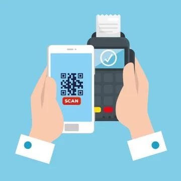 Scan qr code in smartphone with dataphone Stock-Illustration
