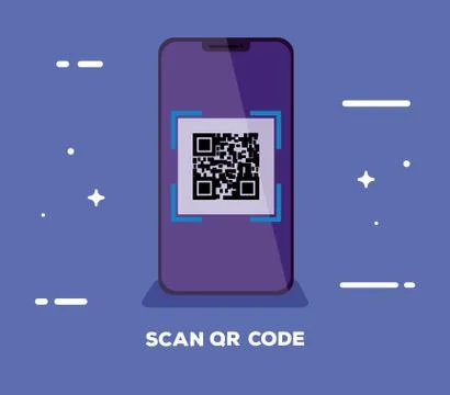 Scan qr code with smartphone device Stock Illustration