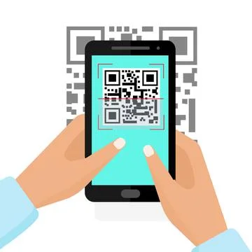 Scan QR code to smartphone. Flat vector infographics. Stock Illustration