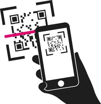 Scan the QR code on your smartphone. Vector image. 库存插图