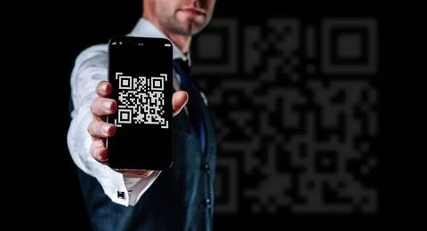 Scan qrcode. Digital mobile smart phone with qr code scanner on smartphone sc Stock Photos