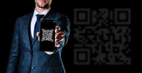 Scan qrcode. Digital mobile smart phone with qr code scanner on smartphone sc Stock Photos