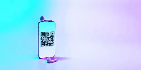 Scan qrcode. Digital mobile smart phone with qr code scanner on smartphone sc Stock Photos