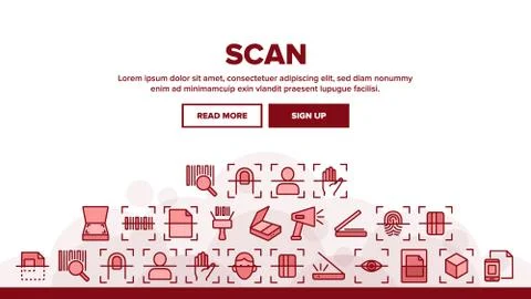 Scan Reading Landing Header Vector Stock Illustration