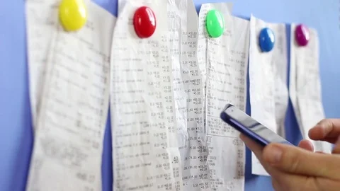 Scan receipts with smartphone. QR code Stock-Footage 85216506