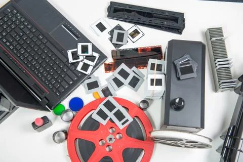 Scan slides and films to transform into digital data 스톡 사진