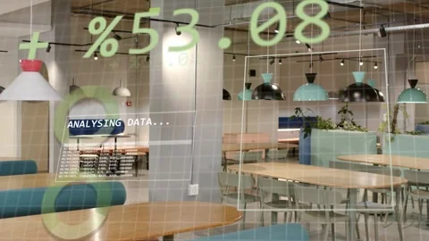 On scan start AR overlay updating percentages while HUD reading ANALYSING DATA Stock Footage 334694095