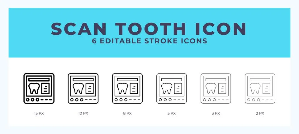 Scan tooth vector icon for web and app. Editable stroke vector illustration Stock Illustration