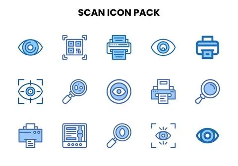Scan Two Colour Bundle Icons Pack Stock Illustration