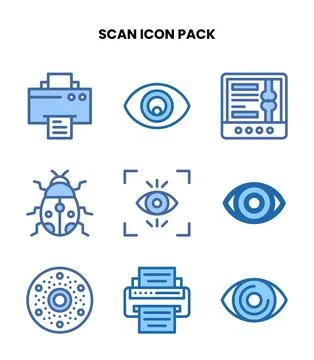 Scan Two Colour Bundle Icons Pack Stock Illustration