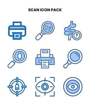 Scan Two Colour Design Icons Pack Stock Illustration