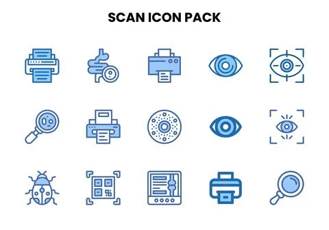 Scan Two Colour Design Icons Pack Stock Illustration