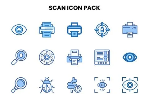 Scan Two Colour Icons Pack Stock Illustration