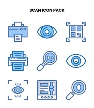 Scan Two Colour Vector Icons Pack 스톡 일러스트