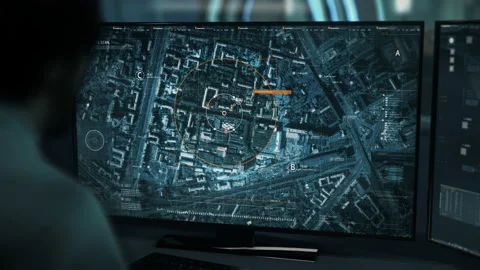 Scan ui processing the gathered intelligence to identify the target location Stock Footage 171654759