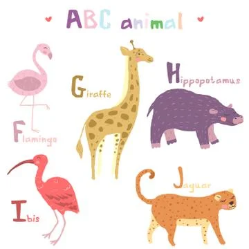 Scandi cute Animals set abc alphabet, set for kids abc elements in scandinavi Illustrazione stock