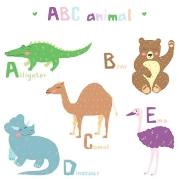 Scandi cute Animals set abc alphabet Illustrazione stock