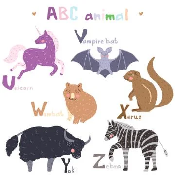 Scandi cute Animals set abc alphabet, set for kids abc elements in scandinavi Illustrazione stock