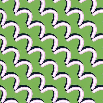 Scandi doodle seamless pattern with diagonal 3d abstract shapes ornament. Gre 스톡 일러스트