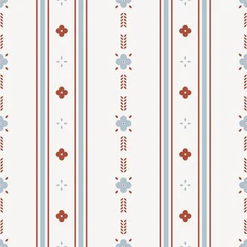 Scandi Folk Stripe seamless pattern repeat Illustrazione stock