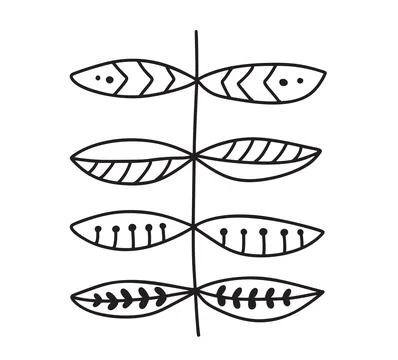 Scandi line ethno logo tree branch with leaves modern abstract doodle boho 스톡 일러스트